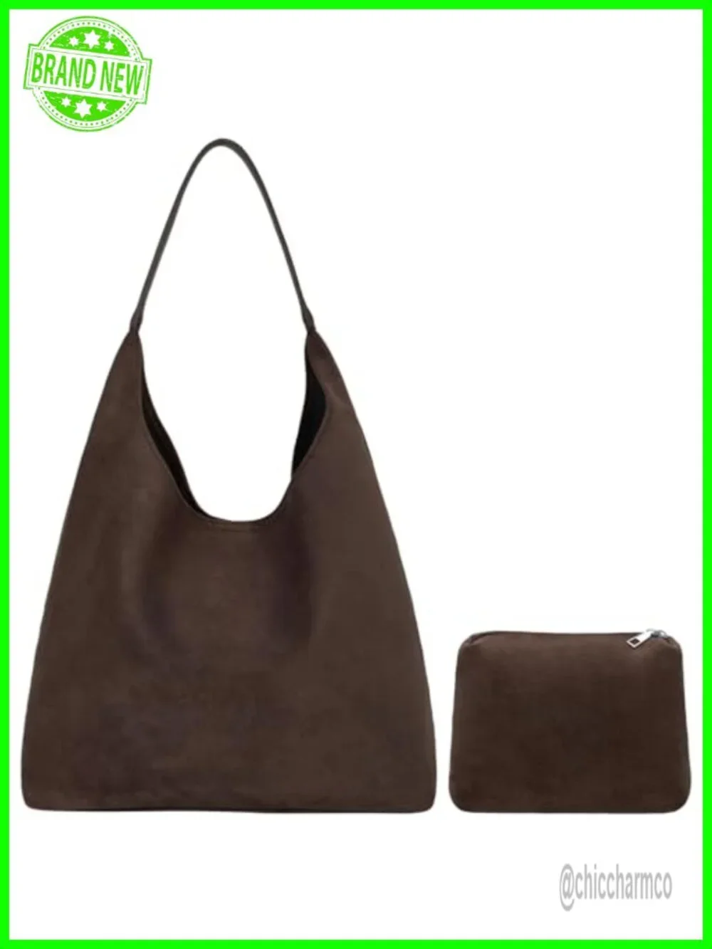 Faux Suede Hobo Bag with Magnetic Closure, Large Capacity Tote Shoulder Bag for